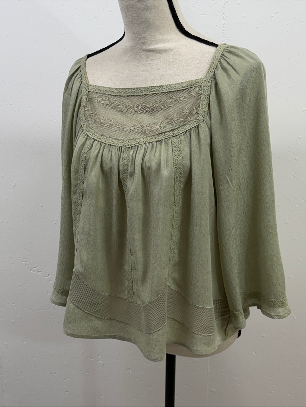 Miss Me Sage Green Boho Embroidered Tunic